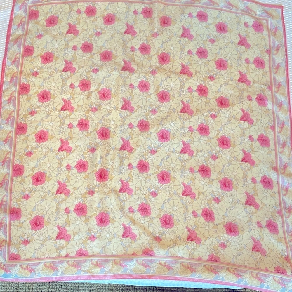 Floral Silk Pink and Cream Women's Scarf - Elegant Lightweight Wrap